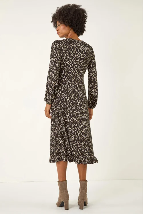 Roman Stone Spot Print Keyhole Midi Dress - Size 10 Image 3