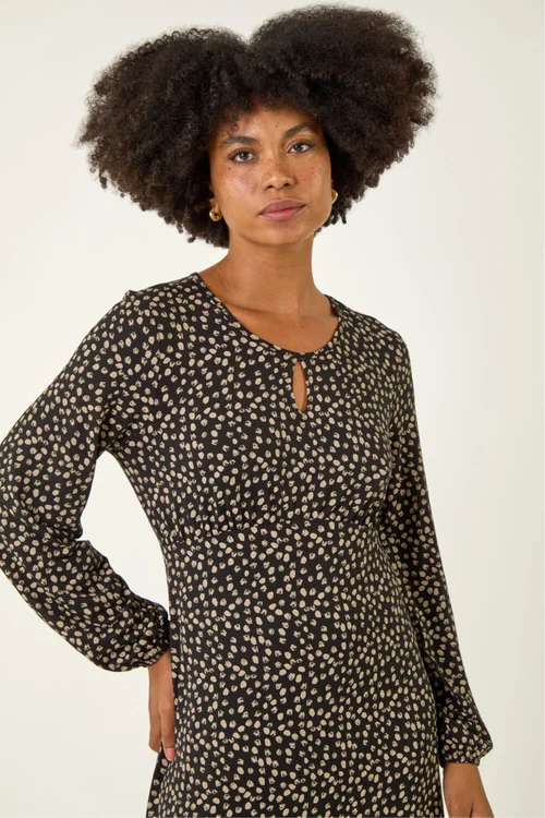 Roman Stone Spot Print Keyhole Midi Dress - Size 10 Image 4