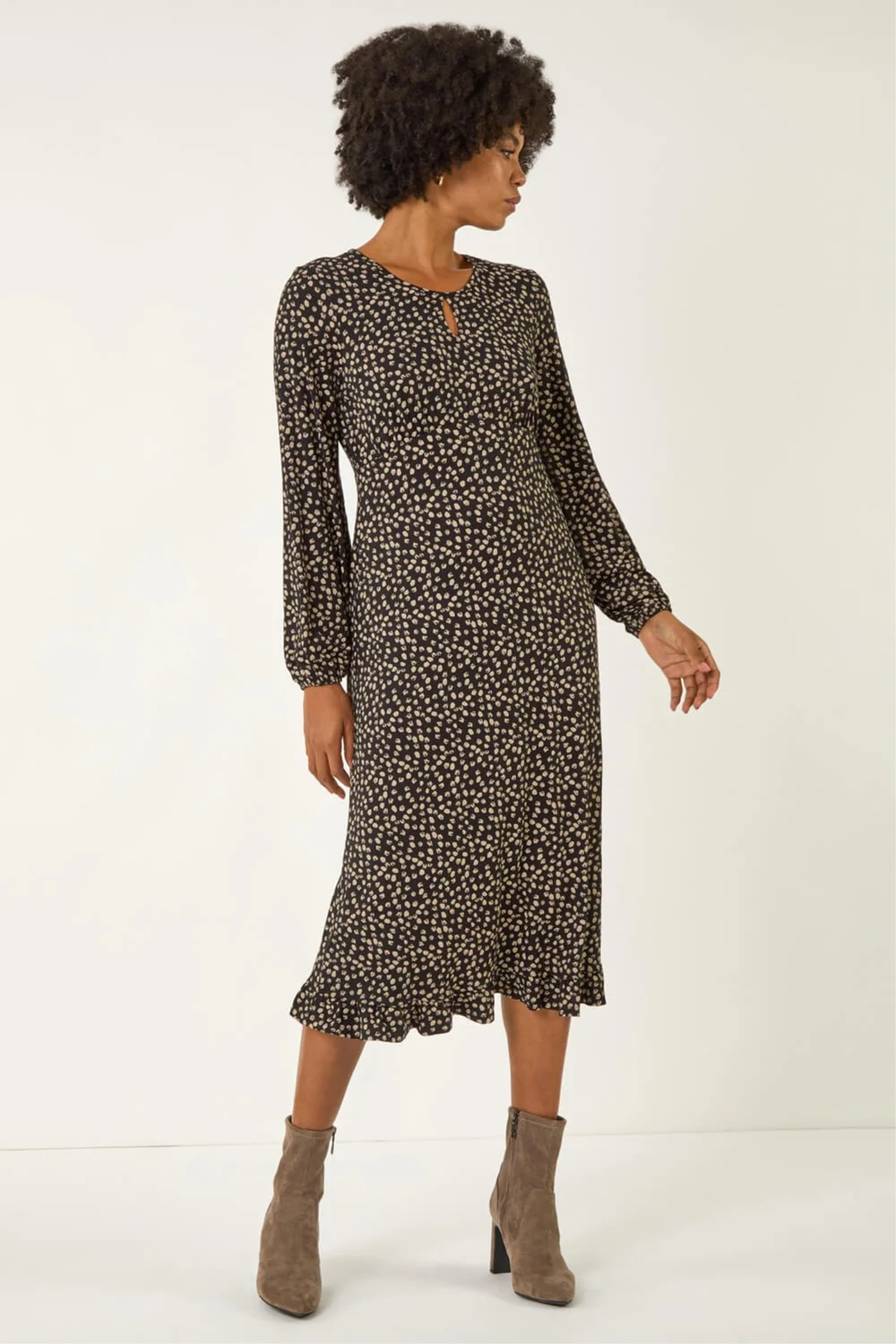 Roman Stone Spot Print Keyhole Midi Dress - Size 10 Image 2