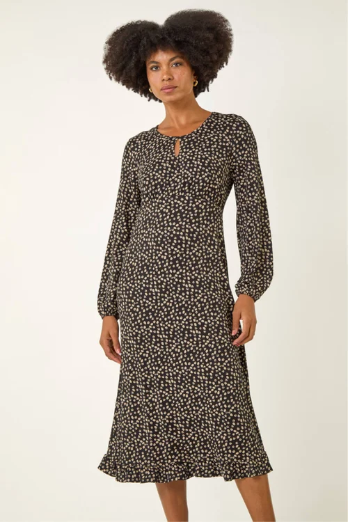 Roman Stone Spot Print Keyhole Midi Dress - Size 10 Image 1