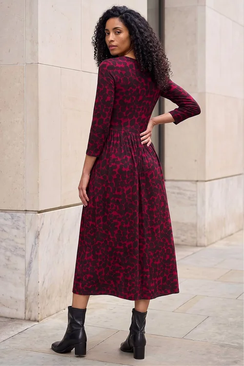 Roman Wine Abstract Spot Stretch Midi Dress - 18 Image 3