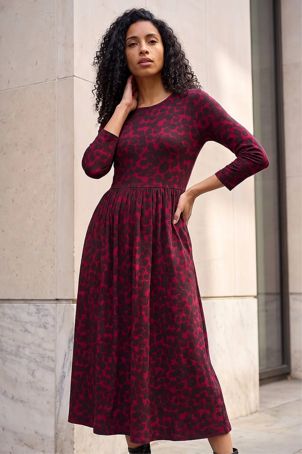 Roman Wine Abstract Spot Stretch Midi Dress - 18 Image 1
