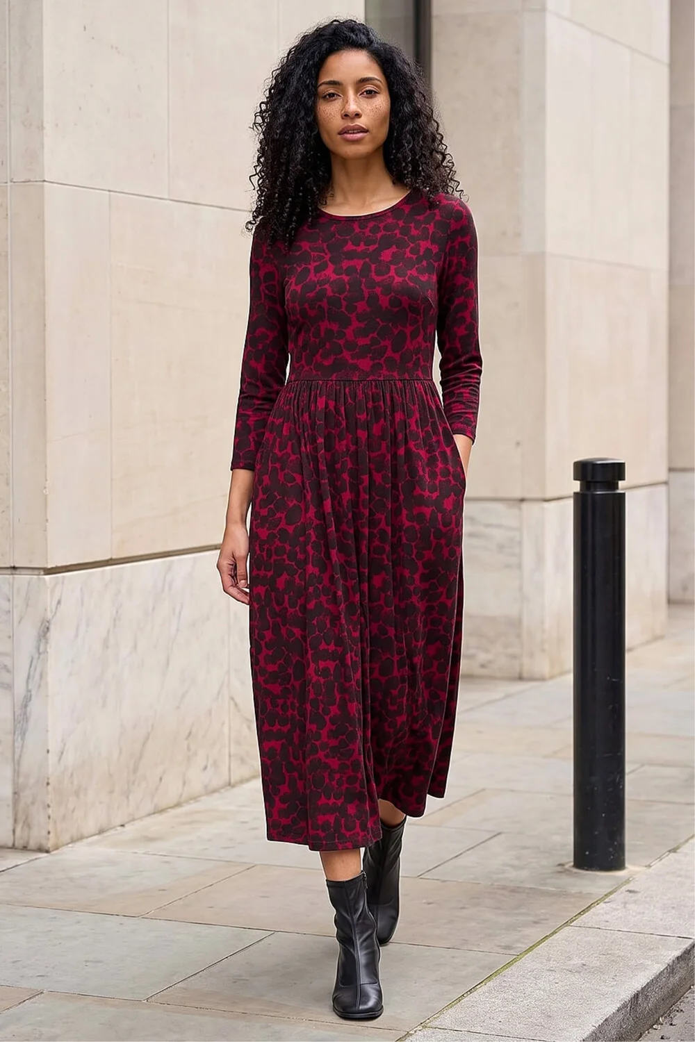 Roman Wine Abstract Spot Stretch Midi Dress - 18 Image 2