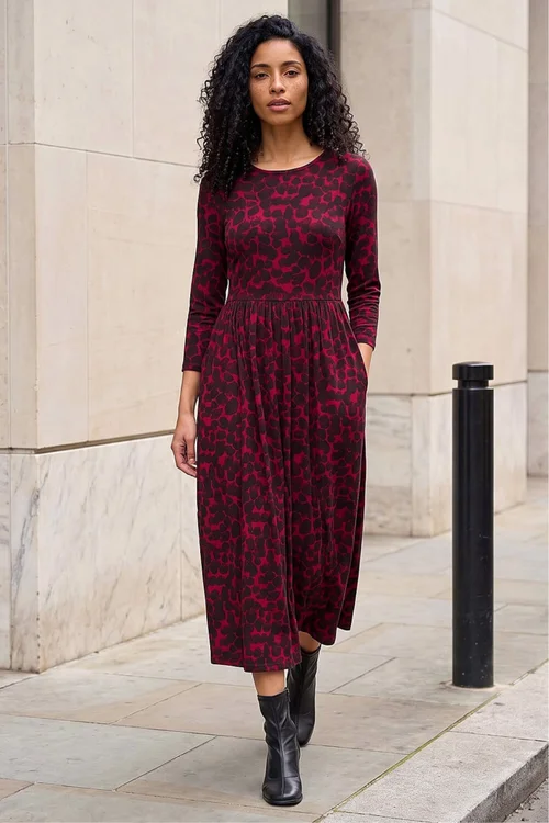 Roman Wine Abstract Spot Stretch Midi Dress - 18 Image 2