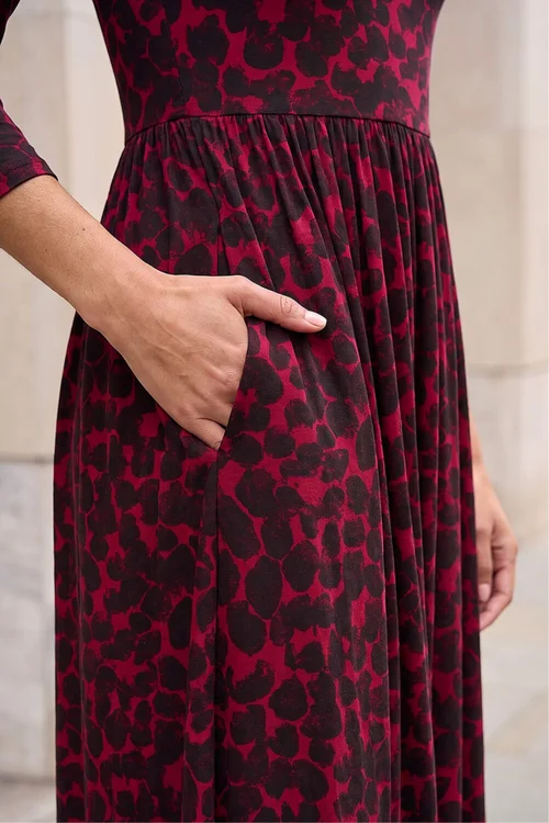 Roman Wine Abstract Spot Stretch Midi Dress - 18 Image 4