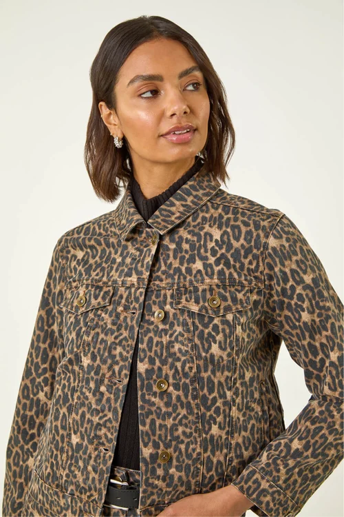 Roman Chocolate Animal Print Twill Jacket - 18 Image 4