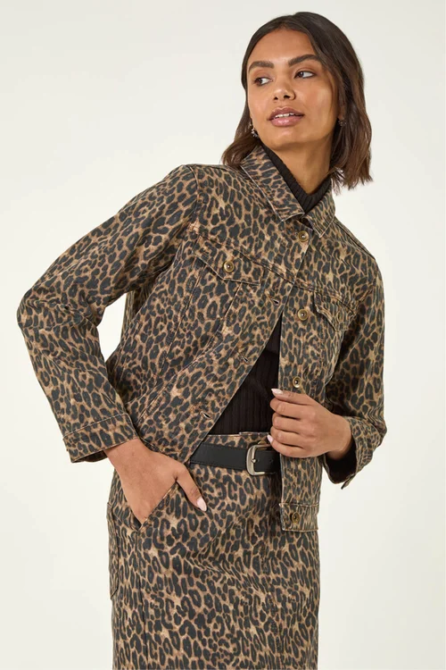 Roman Chocolate Animal Print Twill Jacket - 18 Image 2