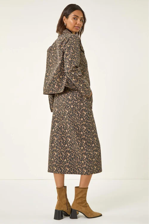 Roman Chocolate Animal Print Twill Jacket - 18 Image 3