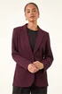 Roman Plum Petite Textured Buttoned Blazer - 12 Image 2