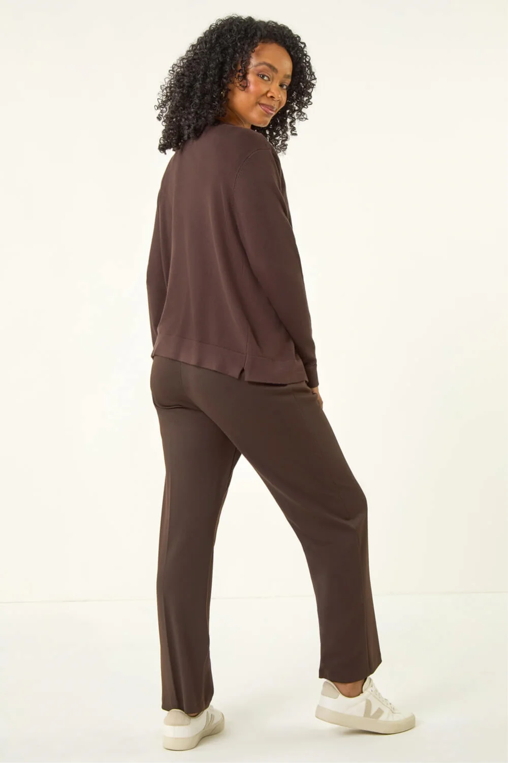 Roman Chocolate Petite Plain Stretch Cardigan - 16 Image 4
