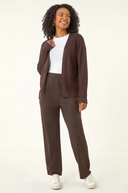 Roman Chocolate Petite Plain Stretch Cardigan - 16 Image 3