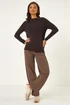 Roman Chocolate Plain Soft Crew Neck Jumper - Size 14 Image 2
