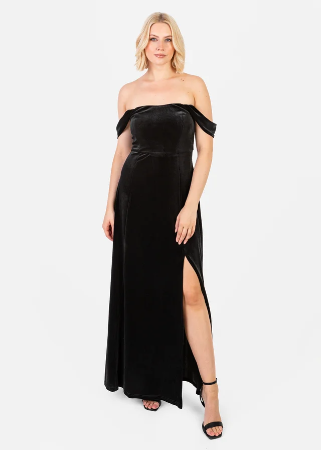 Maya Deluxe Black Velvet Bardot Dress