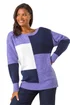 Roman Lavender Colour Block Knit Jumper - Size 16 Clothing Image 1