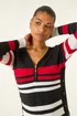 Roman Black Stripe Zip Front Ribbed Knit Jumper - Size 20 Clothing Image 4