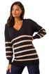 Roman Black Stripe V-Neck Boyfriend Knit Jumper - Size 18 Clothing Image 1