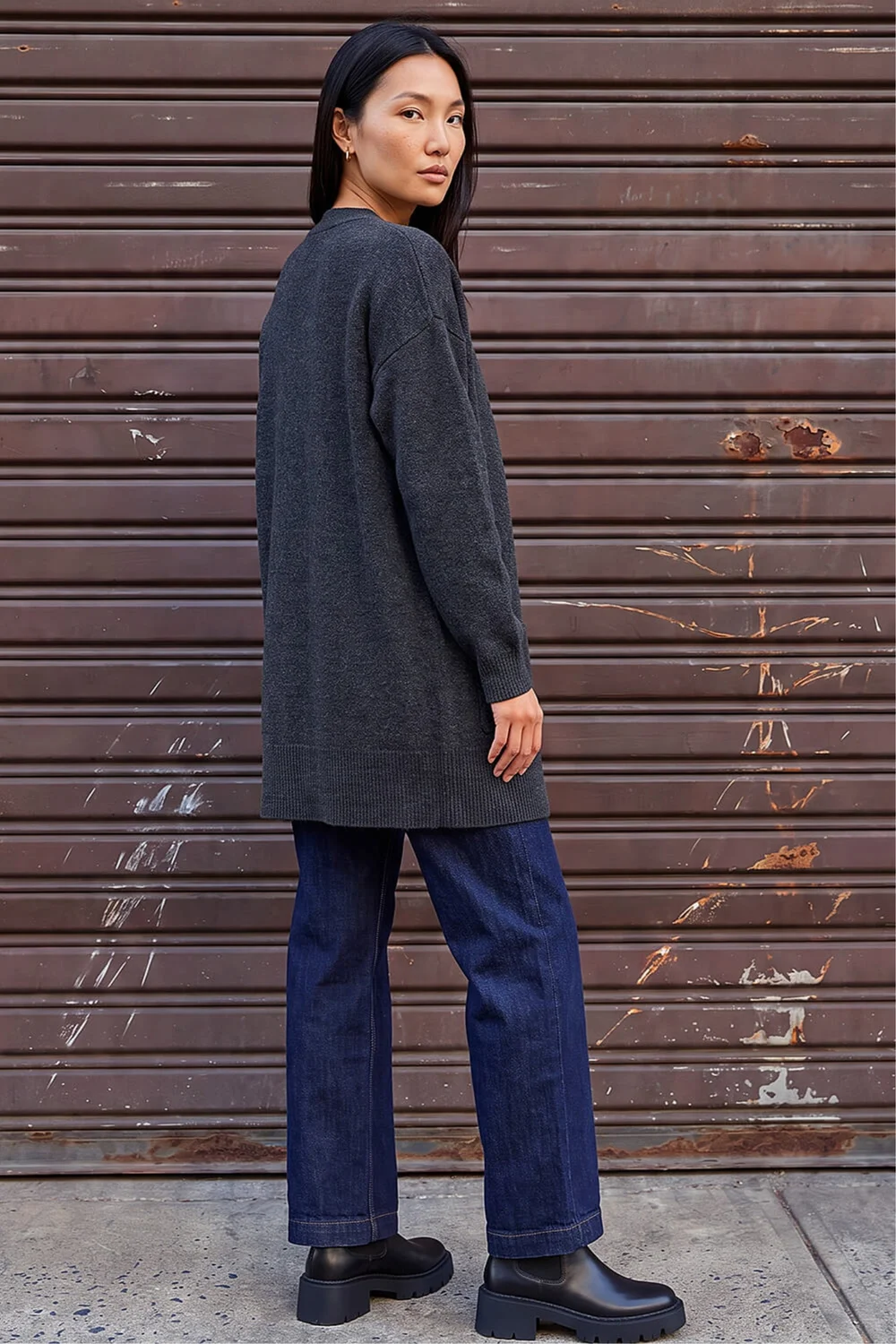 Roman Charcoal Soft Knit Longline Cardigan - 12 Image 3