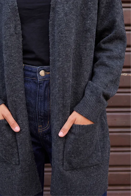 Roman Charcoal Soft Knit Longline Cardigan - 12 Image 4