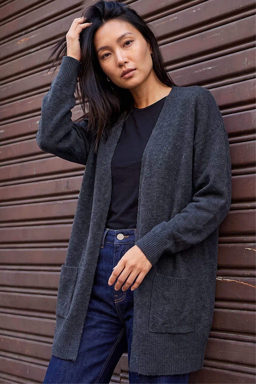 Roman Charcoal Soft Knit Longline Cardigan - 12 Image 1