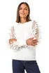 Roman Ivory Sheer Feather Sleeved Jumper - Size 18 Clothing Image 2