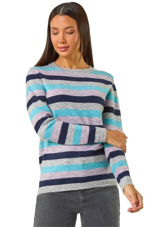 Roman Blue Stripe Soft Knit Jumper