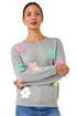 Roman Grey Floral Print Jacquard Knit Jumper - Size 18 Clothing Image 1