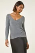 Roman Grey Wrap Button Detail Knit Jumper - Size 10 Image 3