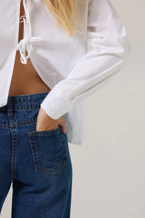 PixieGirl Petite Dark Blue Non-Stretch Barrel Leg Jeans - 16 Image 4