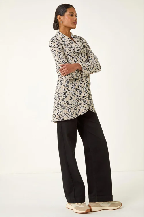 Roman Cream Chenille Cowl Neck Tunic Top - Size 12 Image 2