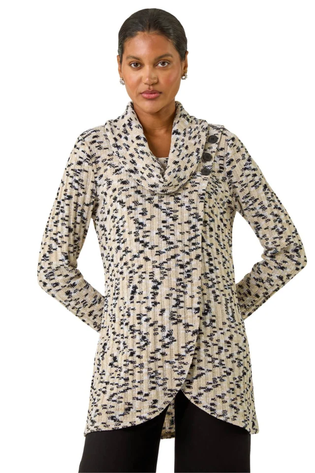 Roman Cream Chenille Cowl Neck Tunic Top