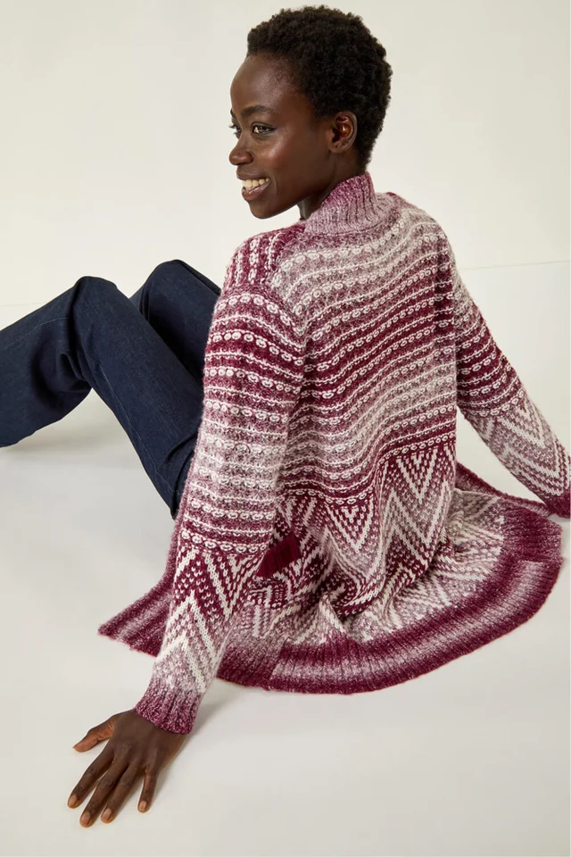 Roman Red Jacquard Knit Cardigan