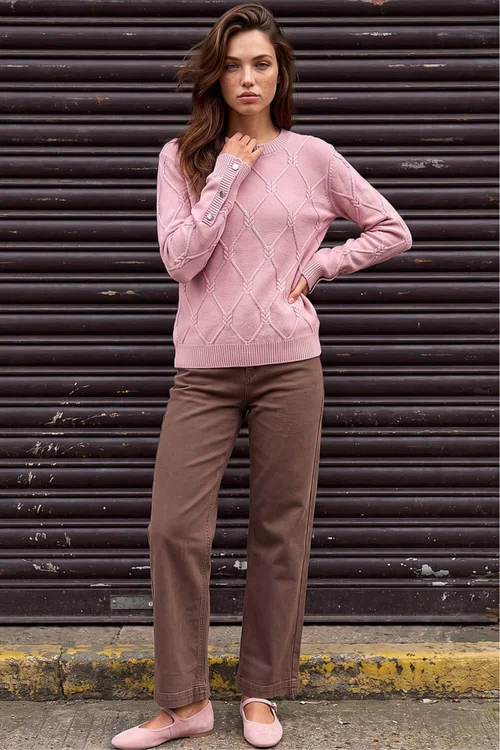 Roman Light Pink Petite Button Cuff Knit Jumper - 8 Image 2