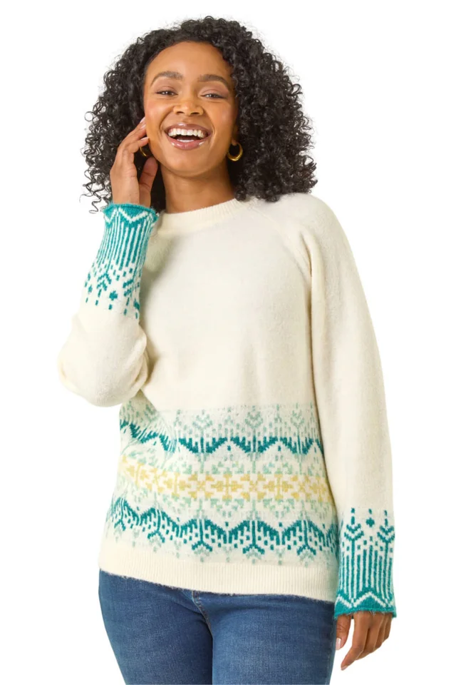 Roman Ivory Petite Fairisle Knit Jumper