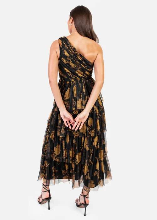 Anaya With Love Recycled Black Floral One Shoulder Tiered Midi Dress - 24 Image 2