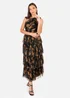 Anaya With Love Recycled Black Floral One Shoulder Tiered Midi Dress - 24 Image 1