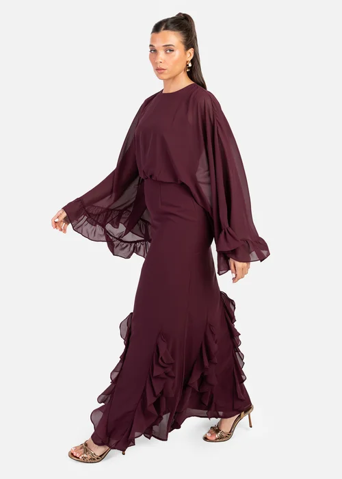 Anaya With Love Maroon Oversized Ruffle Sleeve Maxi Dress - 20 Image 1