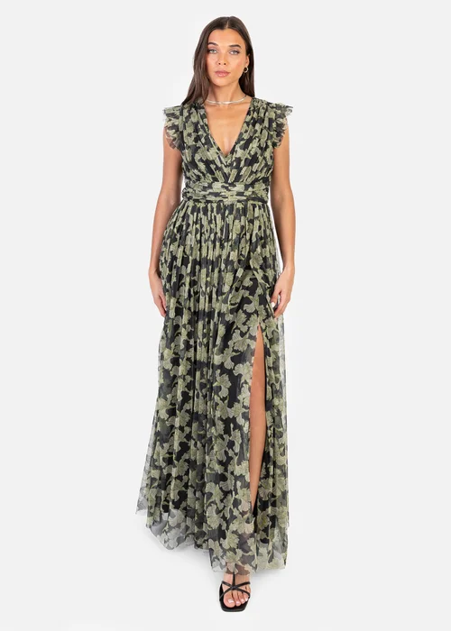 Anaya With Love Recycled Black Floral Flutter Sleeve V Neck Maxi Dress - 26 Image 1