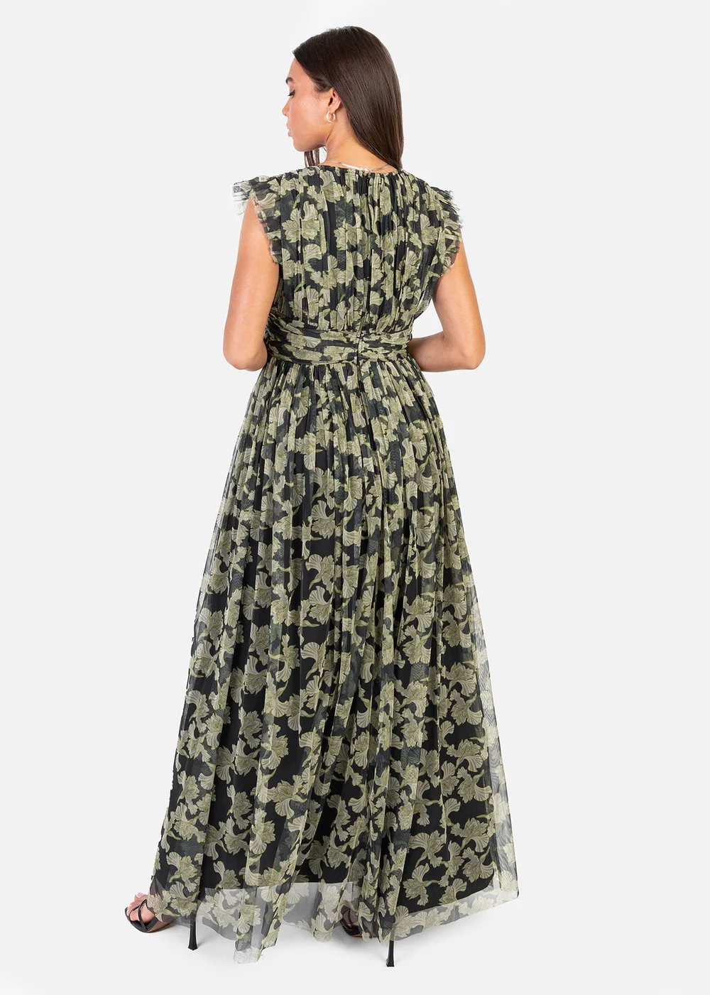 Anaya With Love Recycled Black Floral Flutter Sleeve V Neck Maxi Dress - 26 Image 2