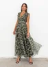 Anaya With Love Recycled Black Floral Flutter Sleeve V Neck Maxi Dress - 26 Image 5