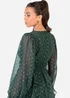 Anaya With Love Foil Chiffon Dark Green Long Sleeve Ruffle Mini Dress - 20 Image 4