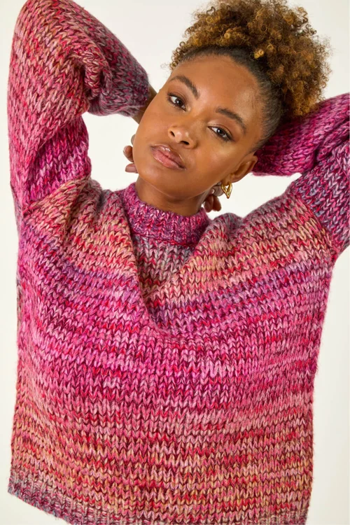 Roman Pink Metallic Ombre Knit Jumper - Size 20 Clothing Image 2