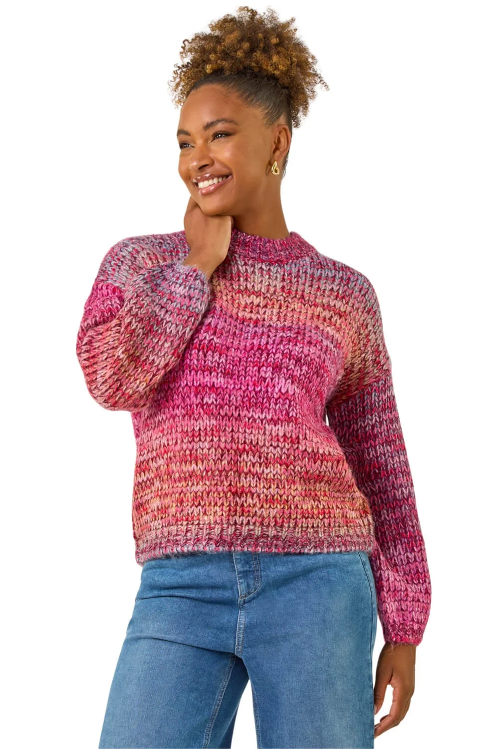 Roman Pink Metallic Ombre Knit Jumper - Size 20 Clothing Image 1