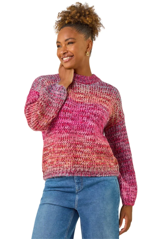 Roman Pink Metallic Ombre Knit Jumper