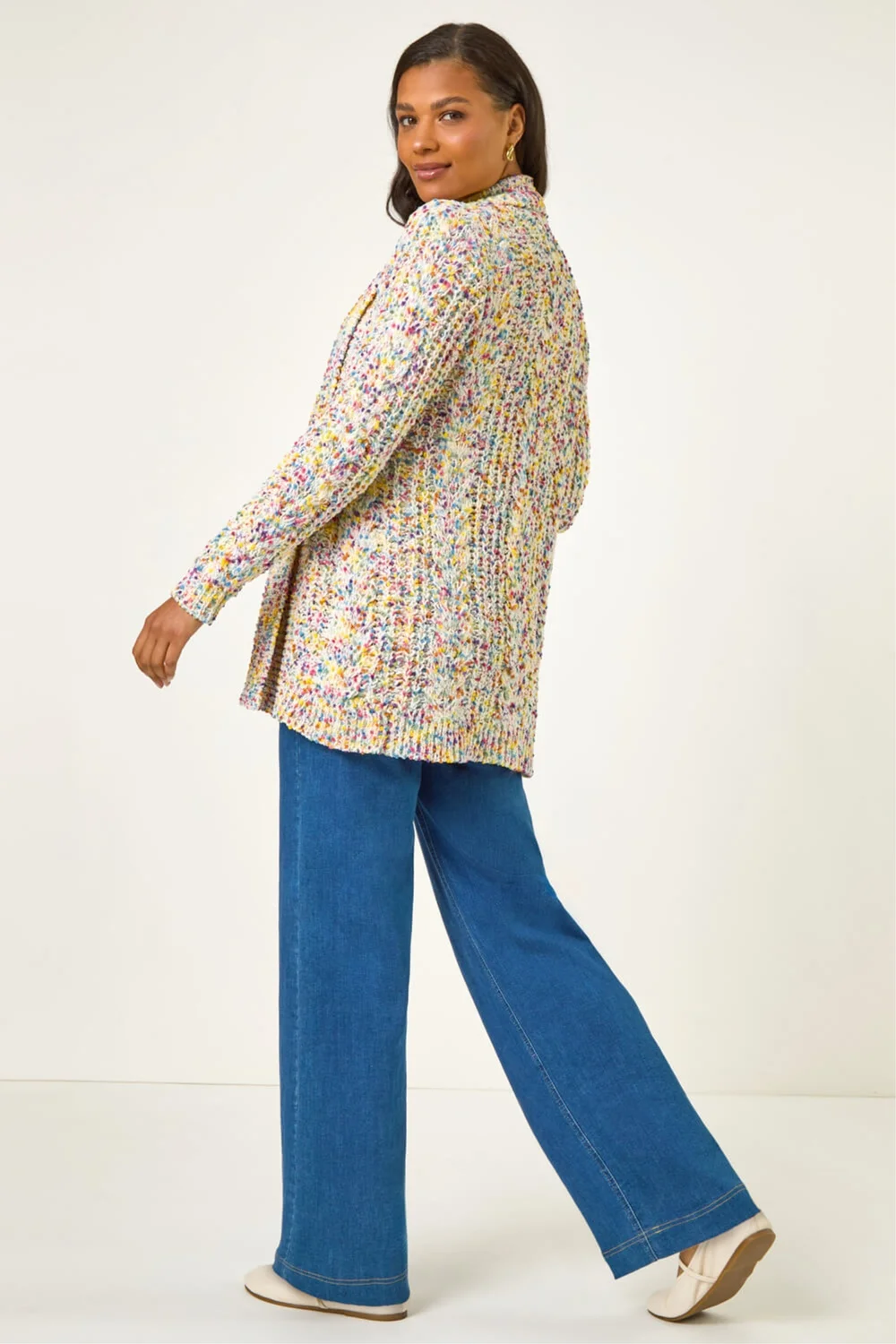 Roman Ivory Soft Knit Nep Longline Cardigan - 16 Image 3