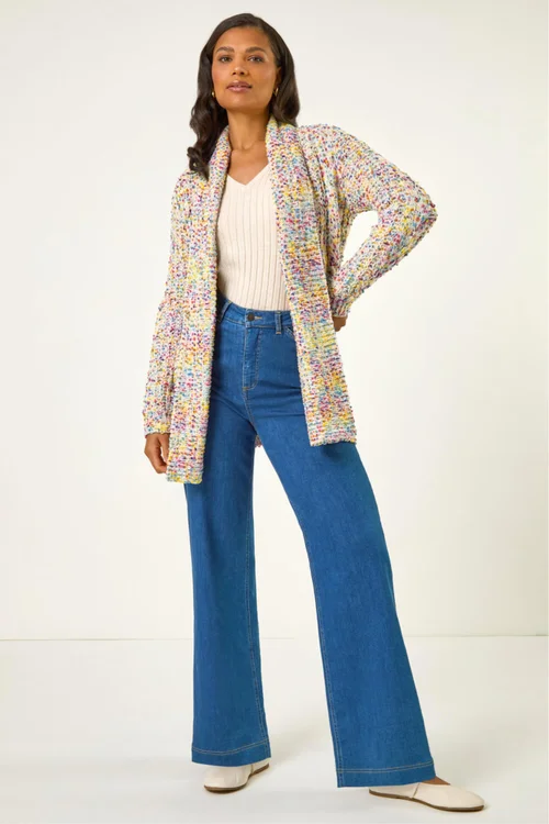 Roman Ivory Soft Knit Nep Longline Cardigan - 16 Image 2
