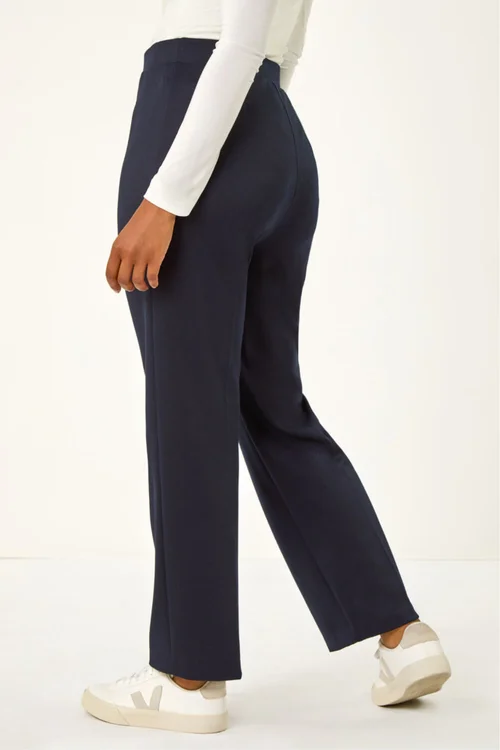 Roman Navy Petite Straight Leg Ponte Stretch Trouser - 18 Image 3