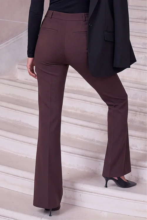 Roman Dark Brown Bootcut Leg Stretch Trousers - 20 Image 3
