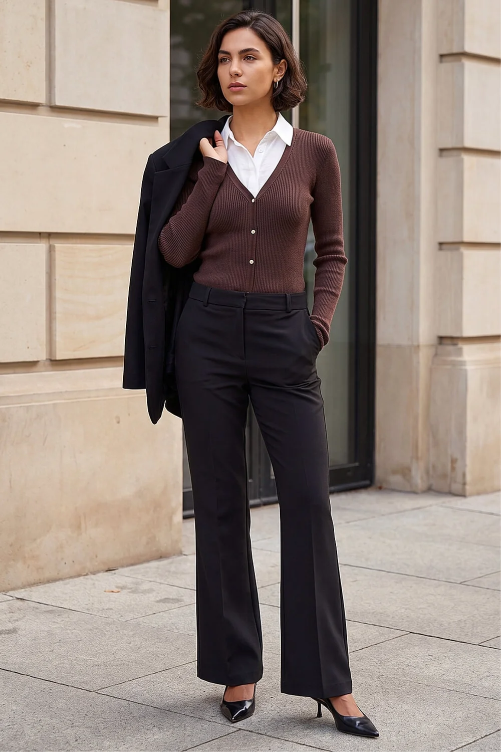 Roman Black Long Bootcut Stretch Trousers - 14 Image 2