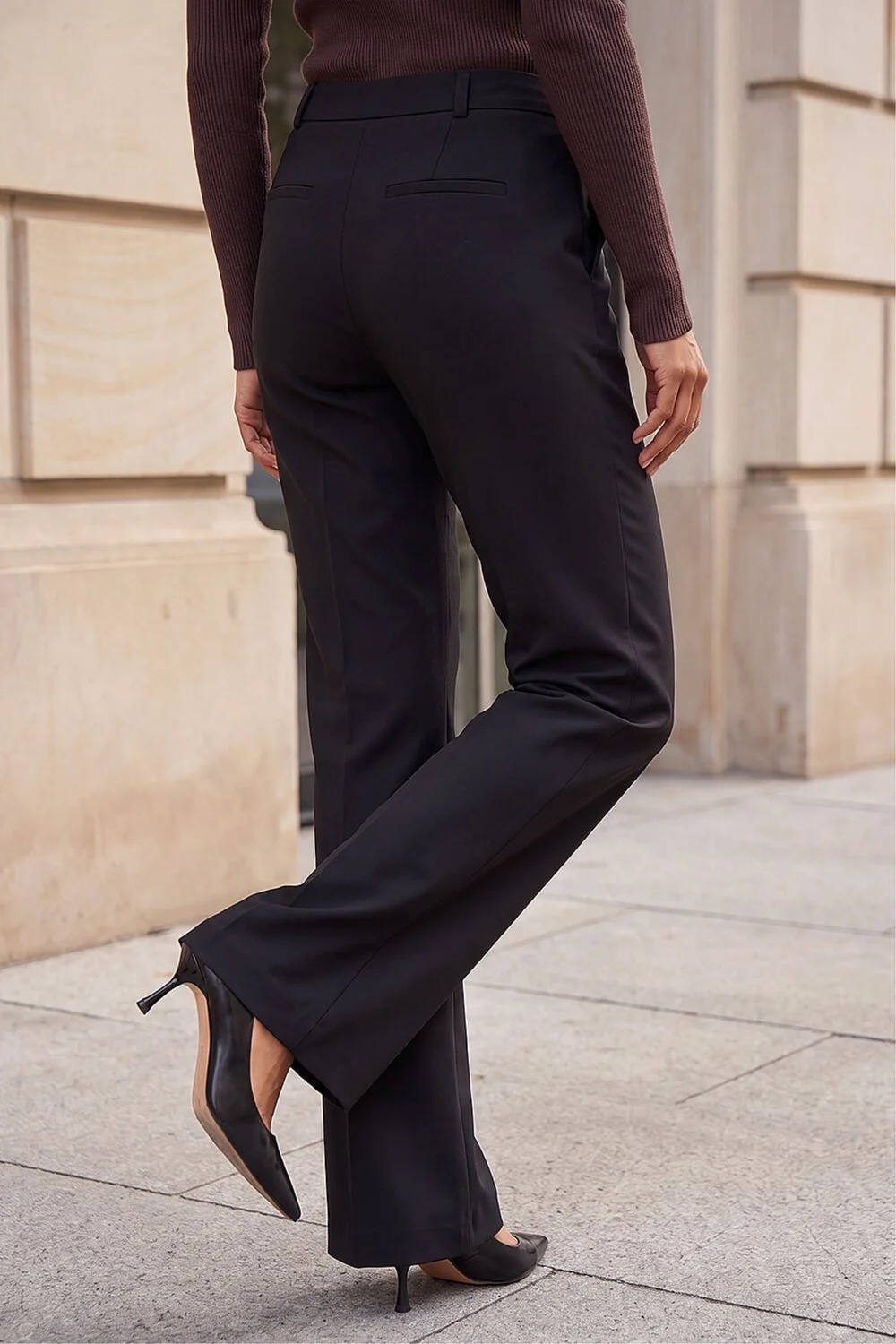 Roman Black Long Bootcut Stretch Trousers - 14 Image 3