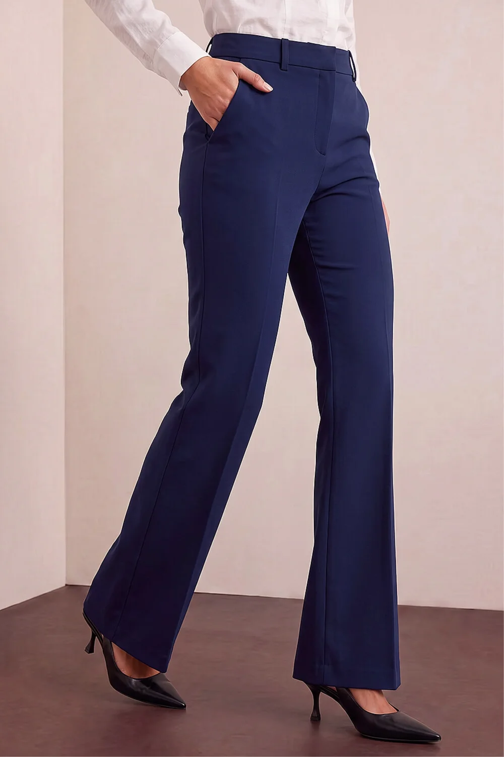 Roman Navy Long Bootcut Stretch Trousers - 20 Image 1